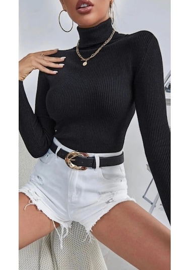 Vyz Fashion Fitilli Slimfit Siyah Kadın Body Siyah