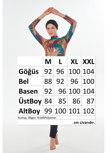 Likralı Tam Kapalı Tesettür Mayo Desenli 3107 Siyah Siyah03 Siyah