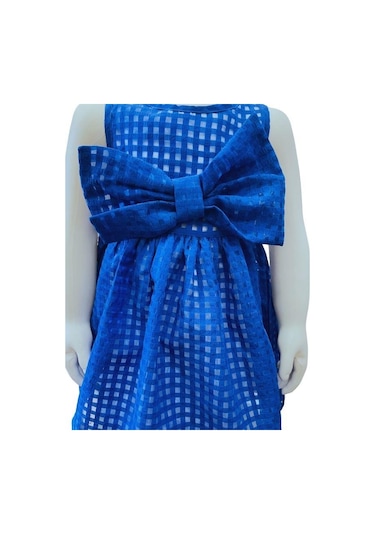 Çikoby Kız Bebek Fiyonk Elbise-13878 Mavi