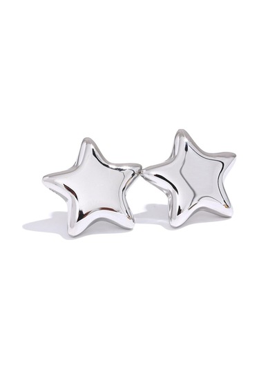 Gümüş Eetit Trendy Paslanmaz Çelik Yıldız Küçük Saplama Küpe Metal Doku Sevimli 18 K Altın Kaplama Pas Geçirmez Takı Aksesuarları Hediye Gümüş