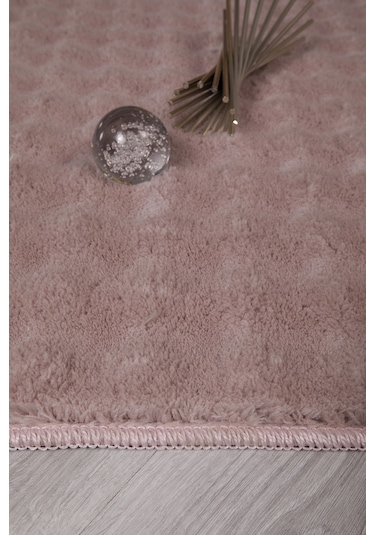 Dekoratif Bubble Uzun Tüylü Yumuşak Puffy Peluş Kaymaz Yıkanabilir Salon Antre Halı Yolluk Pembe