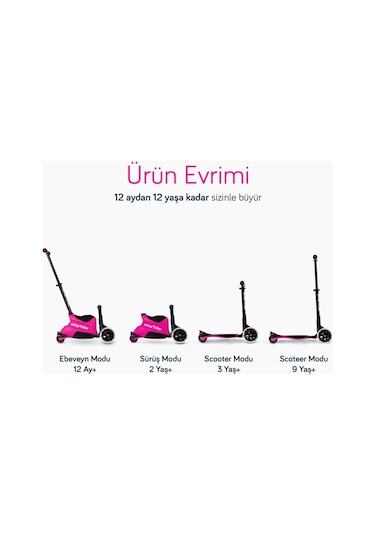 Smartrike Xtend Büyüyebilen Ride On Scooter 12 Ay - 12 Yaş Pembe