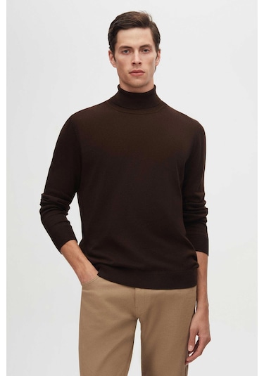 Ds Damat Regular Fit Kahverengi Pamuk Karışımlı Balıkçı Yaka Triko Kazak 5hf06ort12007 201