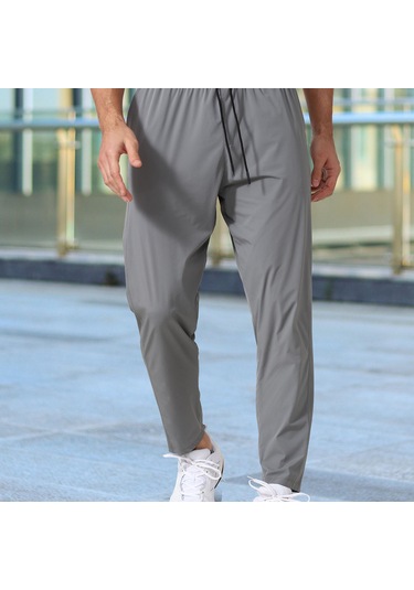 Hombey Erkek Spor Pantolonları - İnce Hacimli Hızlı Kuruyan Kumaş, Esnek Kemerli Bel Ve Yan Cep - Fitness, Koşu, Boksa Uygun Gri