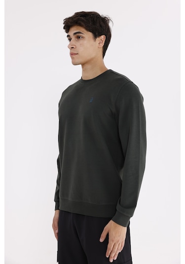 Rowinger Modal Karışımlı Yumuşak Dokulu Rahat Kalıp Esnek Kullanım Sunan Sweatshirt Haki