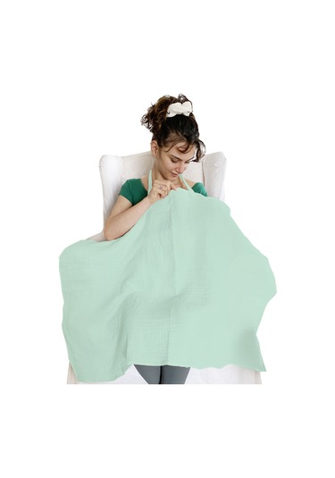 4 Katlı  Iç Göstermez Pamuk Müslin Bebek Emzirme ÖnlüğüMint Yeşili