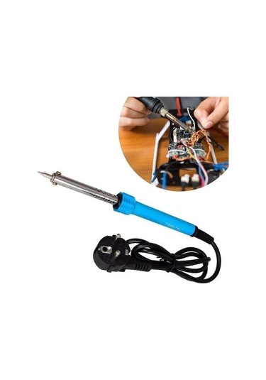 Buffer 40w Plastik Saplı Elektrikli Döner Başlıklı Havya Kalemi Elektrikli Döner Başlı Lehim Kalemi Mavi