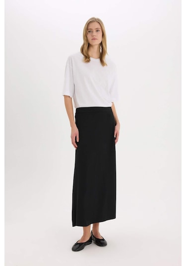DeFacto A Kesim Krep Maxi Etek A4706AX25SPBK81 Siyah