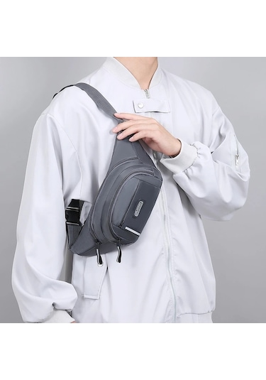 Grey Erkek Büyük Kapasiteli Spor Bel Paketi Taşınabilir Anti Gri