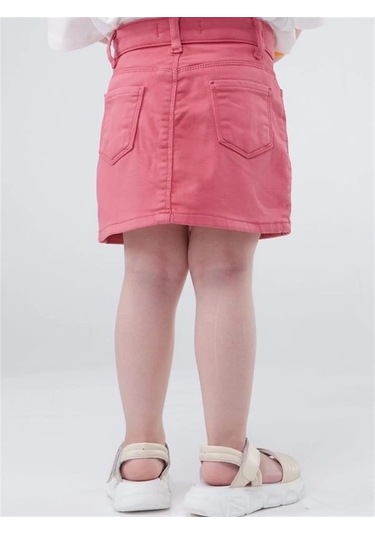 Kız Çocuk Lcralı Düğmeli Etek-12651 Gülkurusu