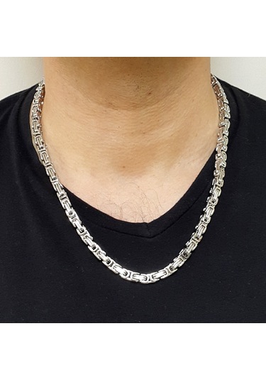 Chavin 6 MM Kalın Kral Çelik Erkek Zincir Gri Renk Dg93