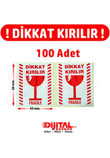Dikkat Kırılır. Fragile. Uyarı Etiketi Dikkat Kırılacak Eşya 100