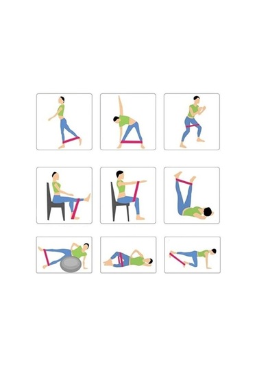 Aerobik Bant 5 Li Kademeli Dirençli Spor Lastik Seti Çok Renkli