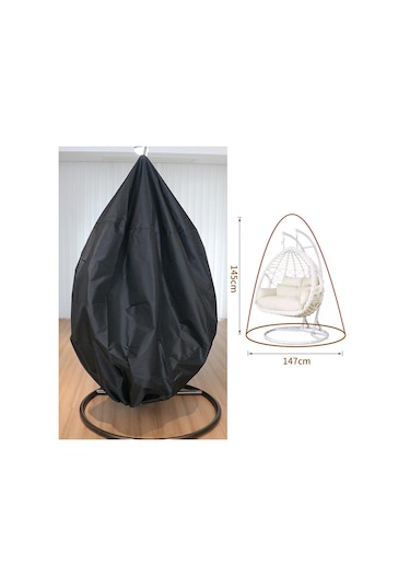 Suntek Veranda Asılı Yumurta Sandalye Kılıfı Bahçe Hava Siyah Çap 147cm