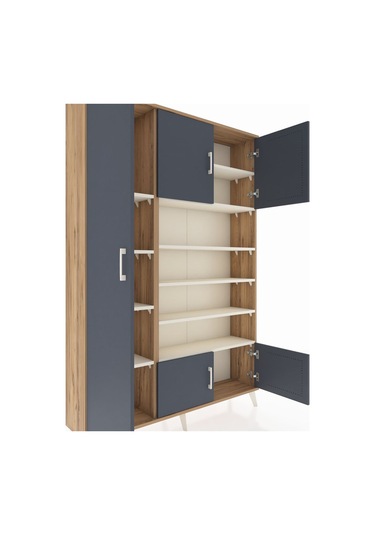 Arges Dolap 10 Raflı 5 Kapaklı 132x30x195 Çam-antrasit/aytaşı Çam