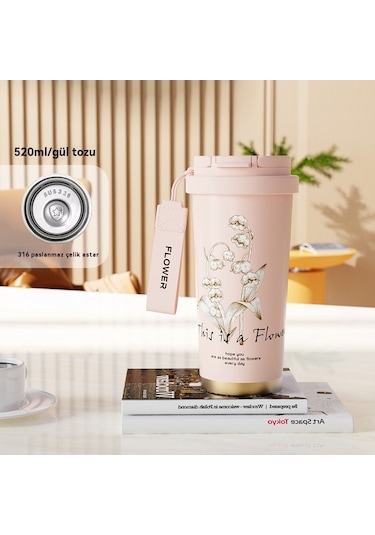 Kahve Fincanı Seramik Astar Hafif Lüks Yüksek Değerli İns Kızlar Taşınabilir 316 Paslanmaz Çelik Araba Termos Bardaklar Toptan 357 Çift İçecek Paslanmaz Çelik Gül Tozu