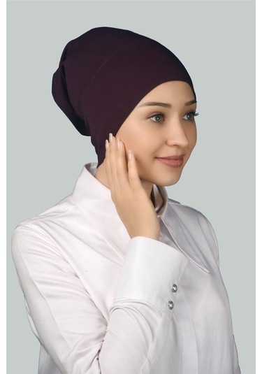 Altobeh Hazır Pratik Geçmeli Uzun Boru Tesettür Bonesi - Mürdüm