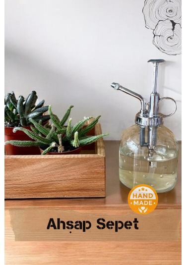 El Yapımı Gürgen Ağacı Ahşap Sepet & Ahşap Kasa 22 X 15 Cm