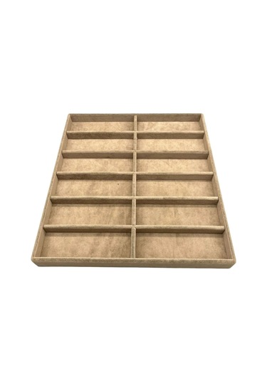 Yerli Üretim Havana Model Süet Kumaş Sütlü Kahve Renk 38cm /36 Cm Gözlük Sergileme Çekmece Içi Stand Çok Renkli