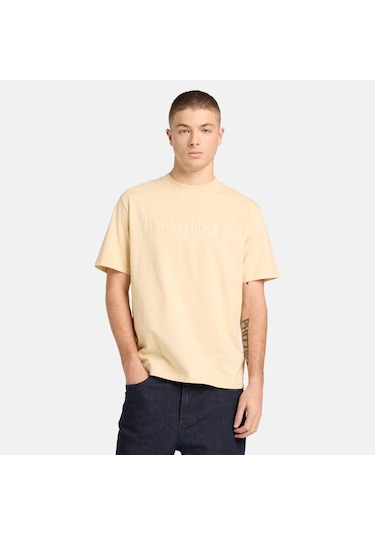 Timberland Garment Dye Logo Graphic Erkek T-shirt-32651 Krem