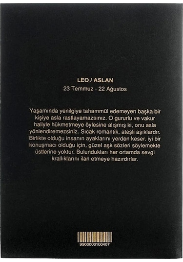 Aslan Burcu Yıldız Haritası Siyah Defter