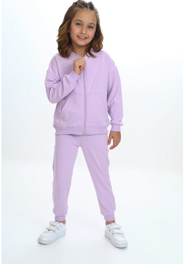 Toontoy Kız Çocuk Damla Nakışlı Eşofman Takım Lila