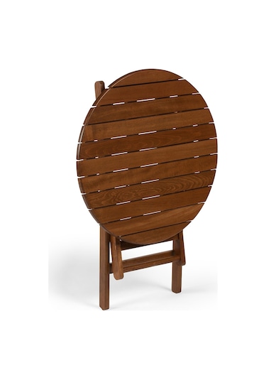 Buzludja Katlanır Masa 70cm - Dış Mekan Ahşap Bahçe, Balkon Masa Ceviz