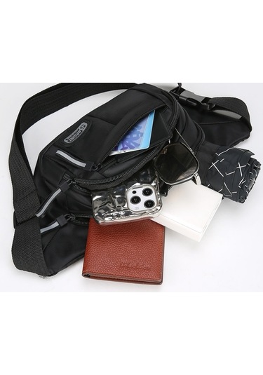 Black Erkek Büyük Kapasiteli Spor Bel Paketi Taşınabilir Anti Siyah