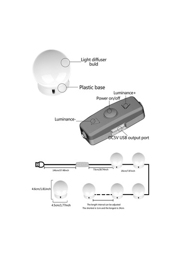 Cbtx 10W Çok Seviyeli Ayarlama Parlaklık Beyaz Işıklı Makyaj Aynası 10'lu