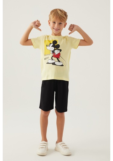 Mickey Mouse Beyond Açık Sarı Erkek Çocuk Bermuda Takım 5274-42798 Açık Sarı