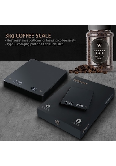 Dancemonkey Yüksek Hassasiyetli Dijital Zamanlayıcı Mutfak Tartısı 3kg-0.1g, Hızlı Okuma Modu Siyah