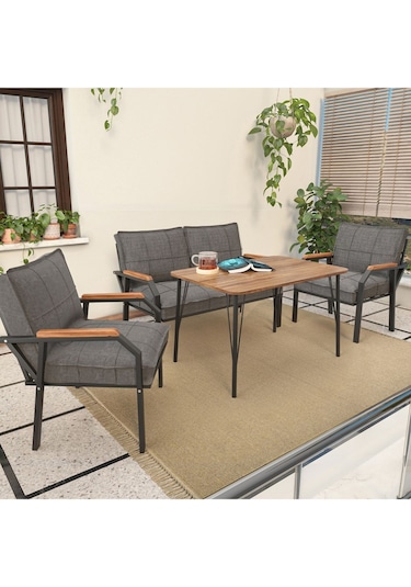 Mygusi Hayal Balkon, Bahçe, Cafe, Teras - Metal Kanepe Koltuk Takımı - 2+1+1 Masali Koyugri Koyu Gri Mygusi Hayal Balkon, Bahçe, Cafe, Teras - Metal Kanepe Koltuk Takımı - 2+1+1 Masali Koyugri Koyu Gri