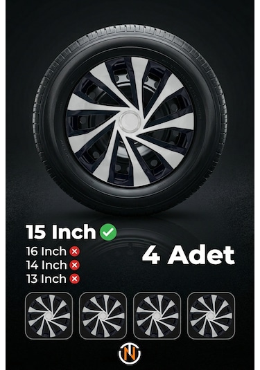 Ford Connect 15 İnç Jant Kapağı Takım Siyah Gri C123