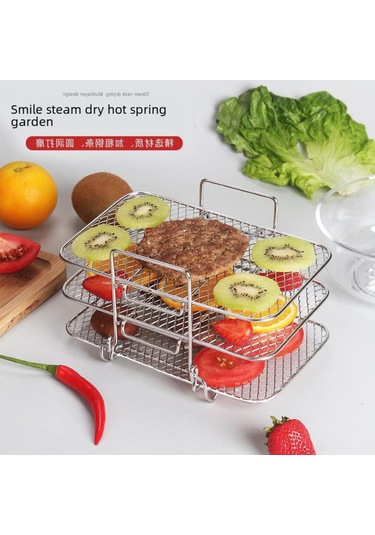 Tenfowee 304 Paslanmaz Çelik Çok Katlı, Yıkanması Kolay, Sıvı Akışlı Mangal Ve Gıda Depolama Rafı - Güneşme, Saklama, Kurutma İçin Uygun Gümüş