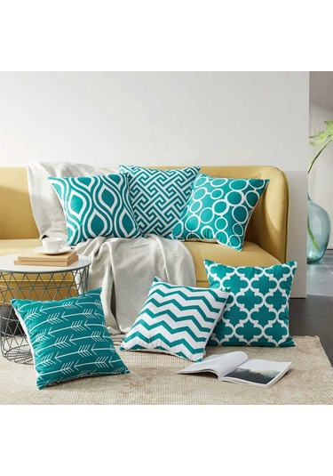 Hangfox 6 Adet 45x45 Cm Kumaş Dekoratif Yastık Kılıfı, Yumuşak Pamuk Keteni, Gizli Reşen, Modern Desenli Ev Dekoru Yastık İçi Hariç Diğer