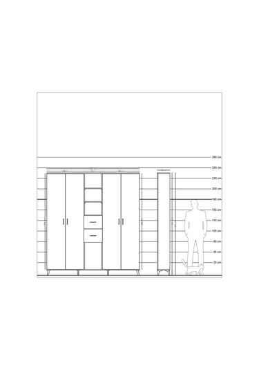 Arges Dolap 15 Raflı 2 Çekmeceli 4 Kapaklı 220x30x243 Antrasit-antrasit/çam Antrasıt/atlas Çam