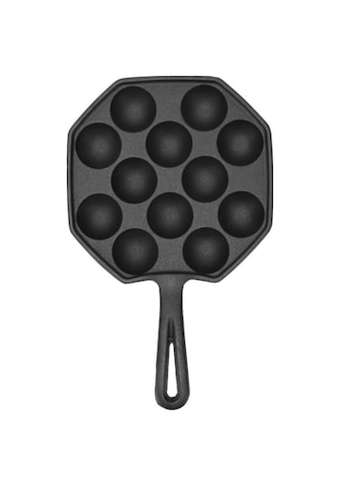 Symbee 12 Gözlü Dökme Demir Takoyaki Tavası - Yapışmaz, Sağlıklı Ve Uzun Ömürlü Siyah