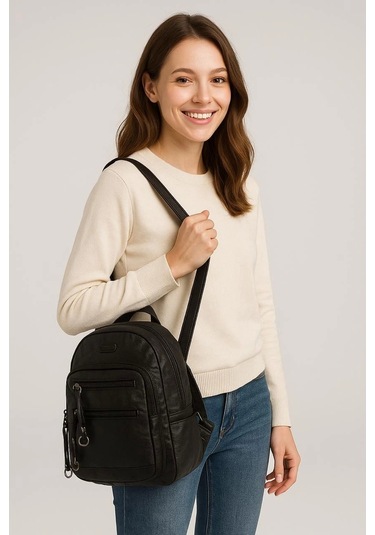 Owert Siyah Cilt Sırt Çantası Siyah