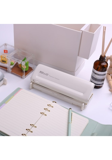 Aubyhe 9173 6 Delikli Delici 10 Adet A4 Kağıt Kapasitesi Ayarlanabilir Ölçü Çubuğu 19/38/51/70mm Aralık Ayarı A4/a5/a6/a7/b5 Vb. Uyumlu Gri Gri