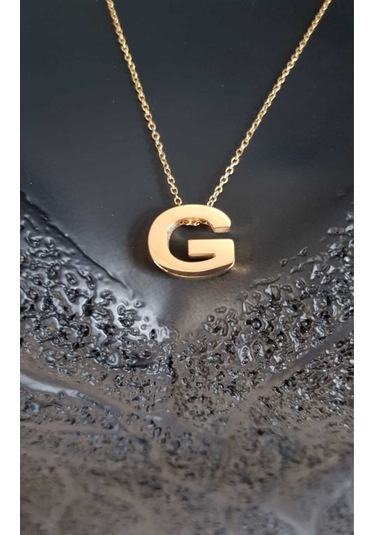 Vog Kişiye Özel Üç Boyutlu Çelik G Harf Sarı Renkdeniz Ve Havuz Suyuna Dayanıklı Paslanmaz Kolye Sarı