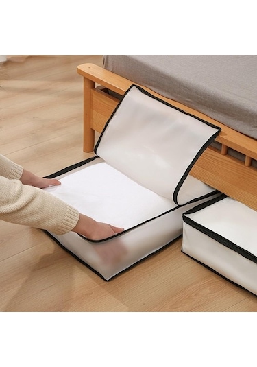 Unimarket Eva Fermuarlı Saklama Çantası, Fermuarlı Yorgan Saklama Çantası, Büyük Kapasiteli Giyim Saklama Çantası, Yatak Altı Saklama Çantası, Yatak, Battaniye, Kumaş, Yastık 0lkqgv