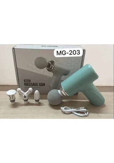 Masaj Tabancası Darbeli Titreşimli 4 Başlıklı Profesyonel Şarjlı Mini Masaj Aleti 4741 Açık Mavi