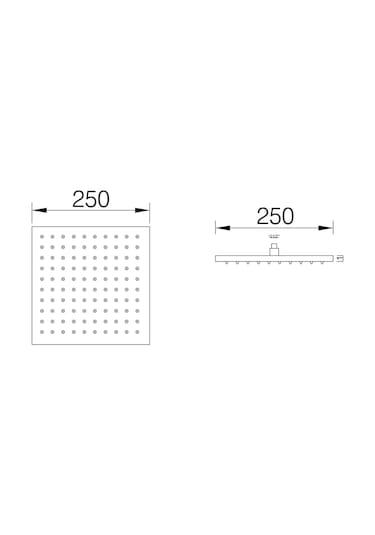 Fause Tepe Duş Başlığı Kare Slim 304 Metal 25X25 Cm Krom