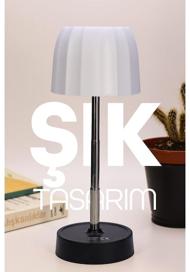 Şarjlı Masa Lambası Dimmerli Abajur Uzayabilir Işık Ayarlı Dokunmatik Kamp Çalışma Ofis Işığı 329c