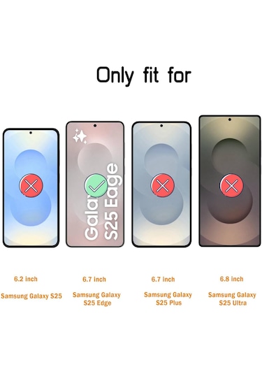 Samsung Galaxy Uyumlu S25 Edge Kılıf Şeffaf Silikon + Ekran Koruyucu Cam