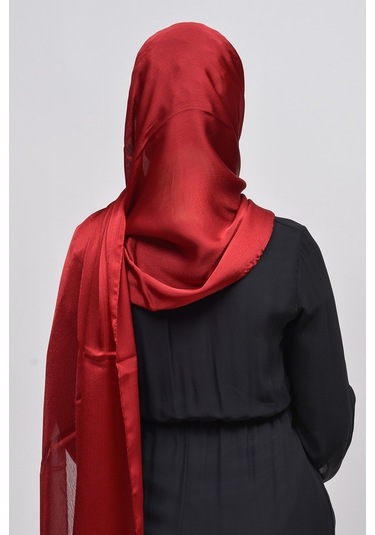 Altobeh Janjan Şık Parlak Saten Dokulu Kadın Tesettür Abiye Şifon Şal - Bordo