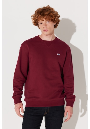 Lee Regular Fit Normal Kesim Bisiklet Yaka %100 Pamuk Bordo Erkek Sweatshirt L81IRYA84 Bordo