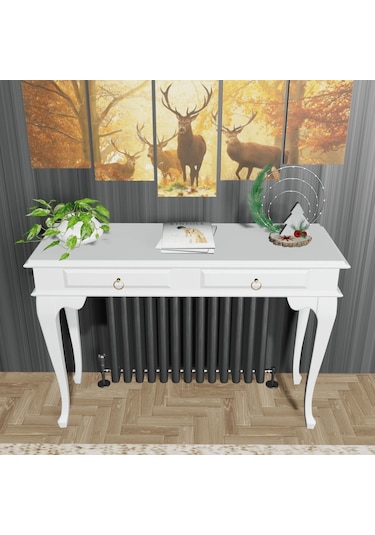 Roys Ahşap 120 Cm Beyaz Çekmeceli Petek Üstü Yüksek  Dresuar Beyaz