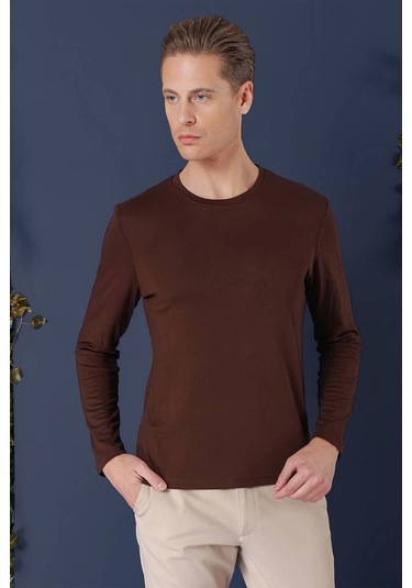 Ts 870 Slim Fit Kahve Spor T-shirt Kahverengi