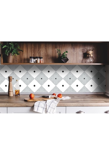 Kendinden Yapışkanlı Siyah Karo Desenli Pvc Karo 30x30 Cm 4 Adet 0,36m2